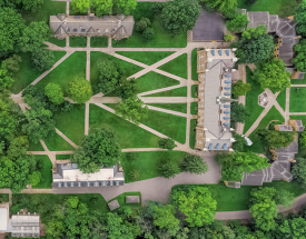 An aerial view of Kenyon's campus. 