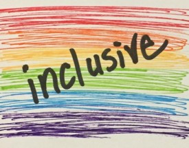 Inclusive written over a rainbow