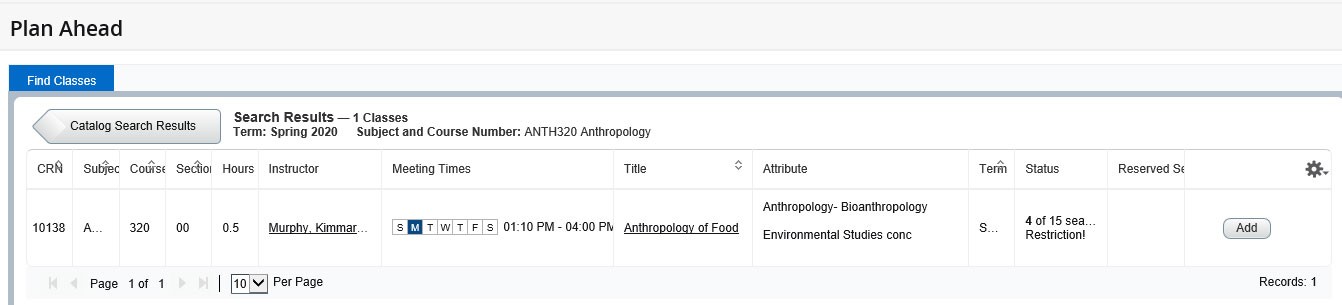 Screengrab showing course section